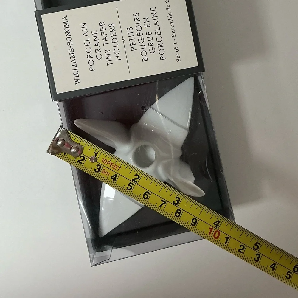 Williams Sonoma Candle Holders Origami Crane White Porcelain Bird for Tiny Taper